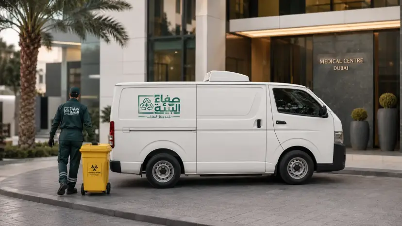 Safaa Albea medical waste collection vehicle operating in Dubai